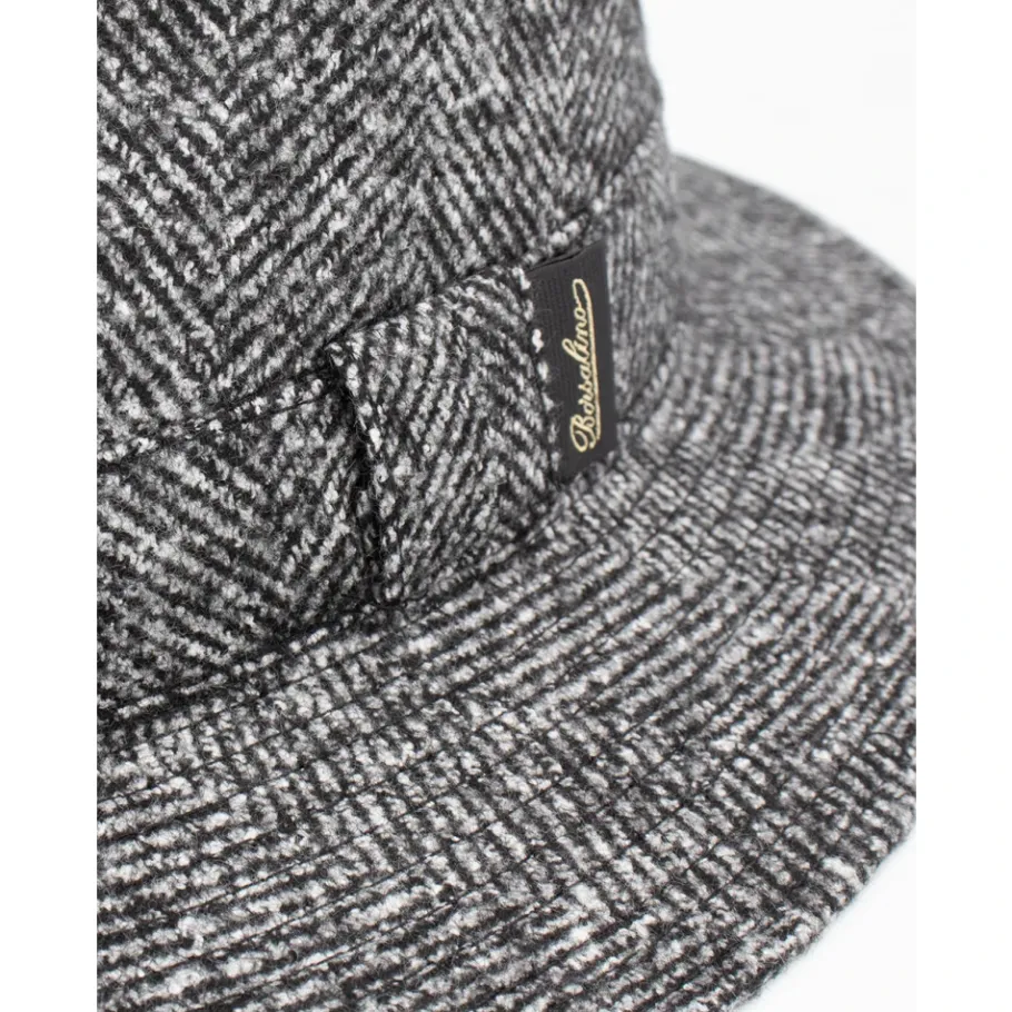 Borsalino Elegant Herringbone Fedora Hat-Heren Hoeden