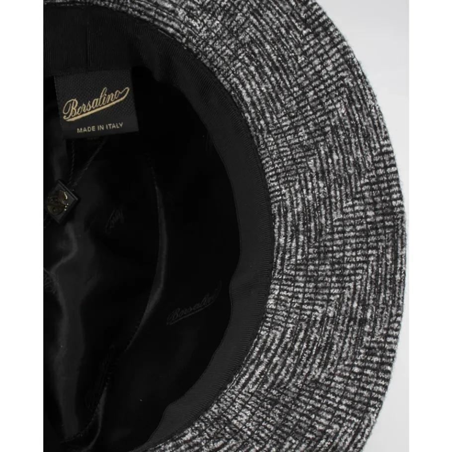 Borsalino Elegant Herringbone Fedora Hat-Heren Hoeden