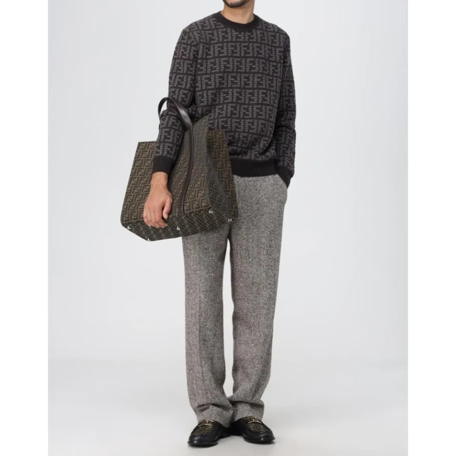 Fendi FF Logo Tote Bag-Heren Tassen