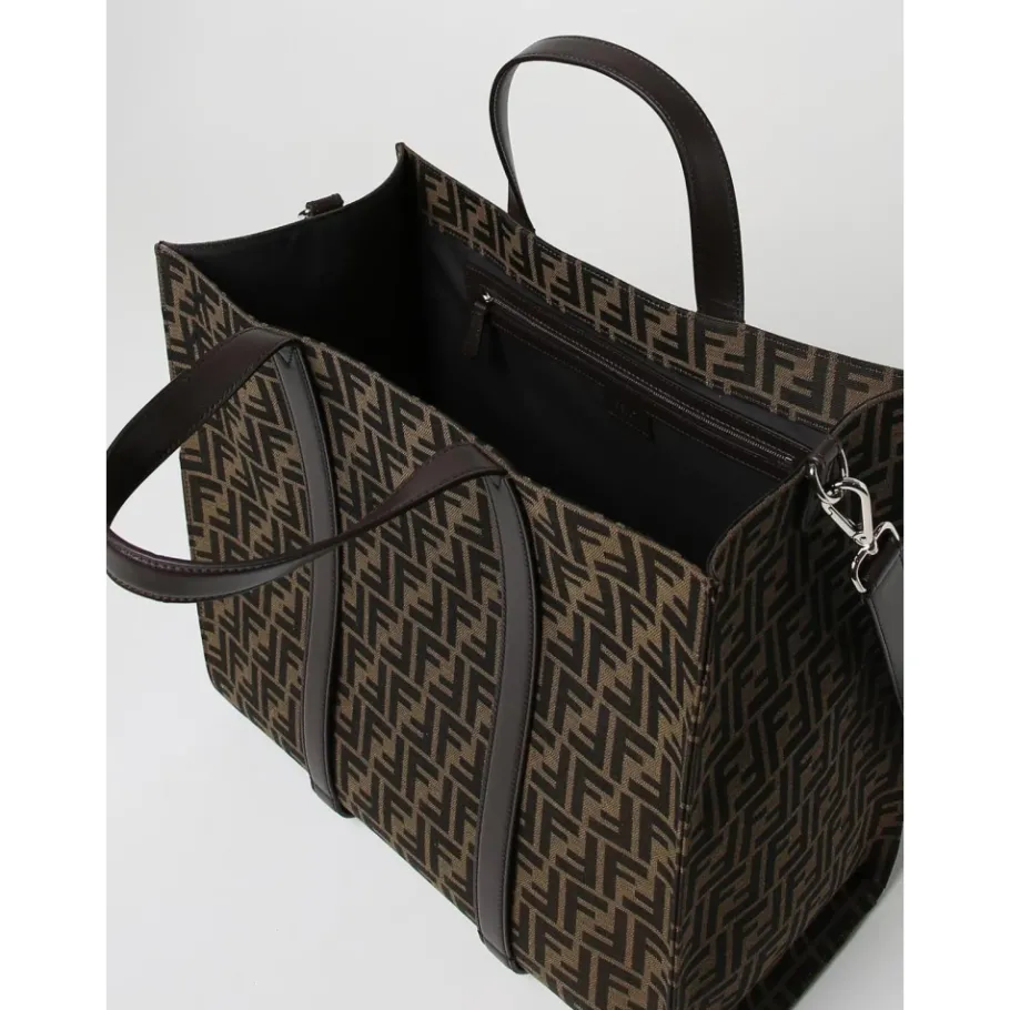 Fendi FF Logo Tote Bag-Heren Tassen