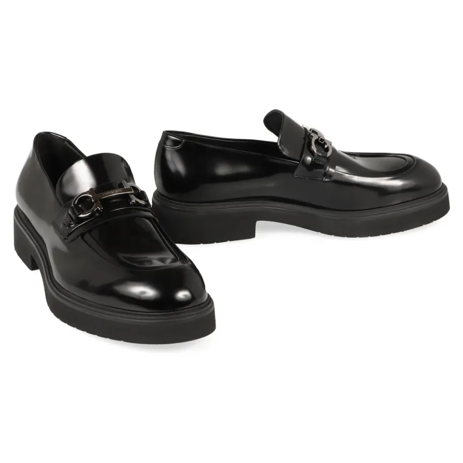 Ferragamo Fiorello Leren Loafers-Heren Instappers & Slip Ons