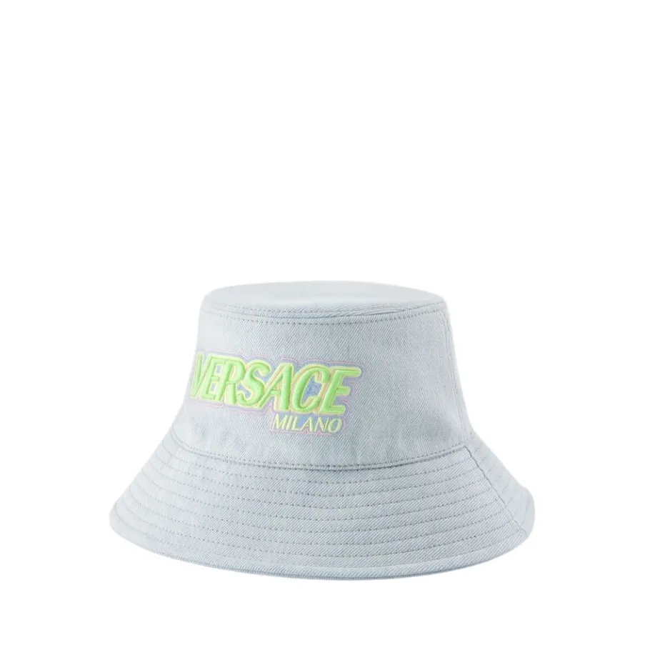 Versace Geborduurde Logo Bucket Hat - Denim-Heren Hoeden