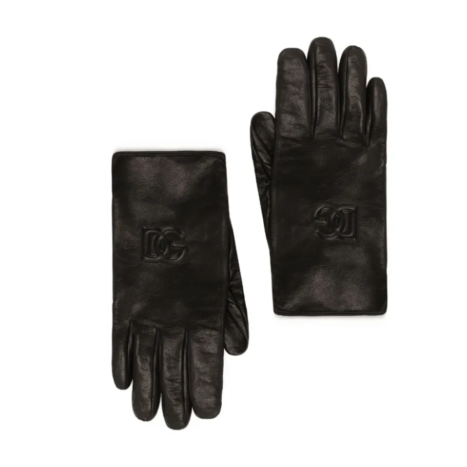 Dolce & Gabbana Geëmbosseerde leren handschoenen met zijden voering-Heren Handschoenen