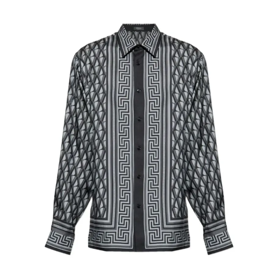 Versace Geprint zijden twill regular shirt-Heren Overhemden