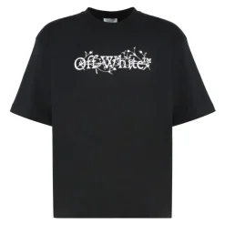 Off White Geribbelde crew-neck T-shirt-Heren Shirts