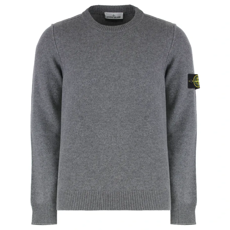 Stone Island Geribbelde crew-neck wolmix trui-Heren Truien & Vesten