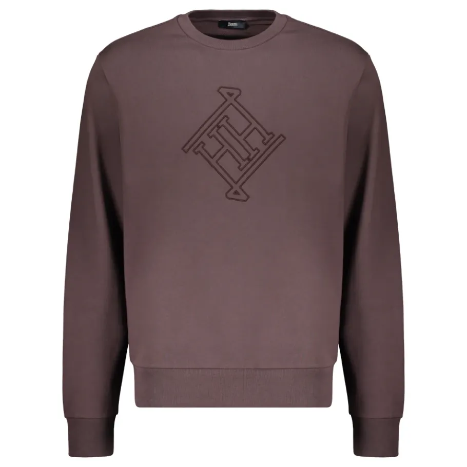 Herno Geribbelde Katoenen Crew-Neck Sweatshirt-Heren Truien & Vesten