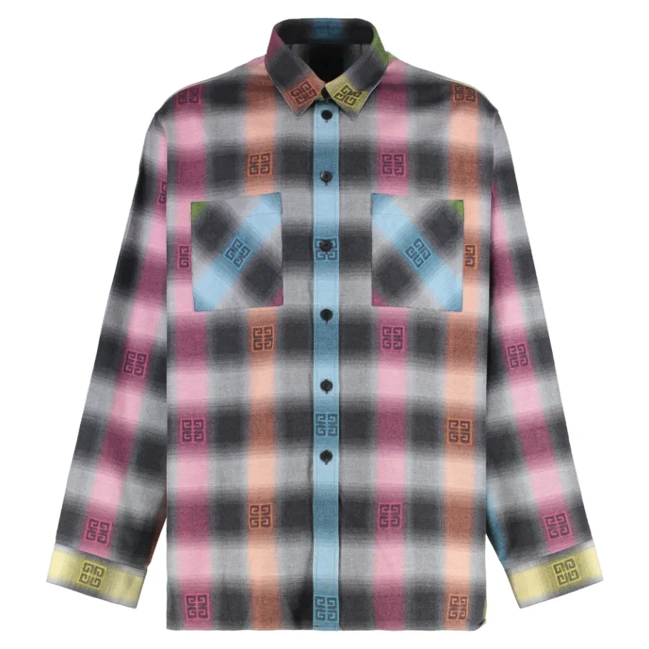 Givenchy Geruit katoenen overhemd-Heren Overhemden