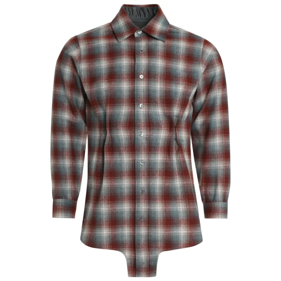 Maison Margiela Geruit wollen overhemd-Heren Overhemden