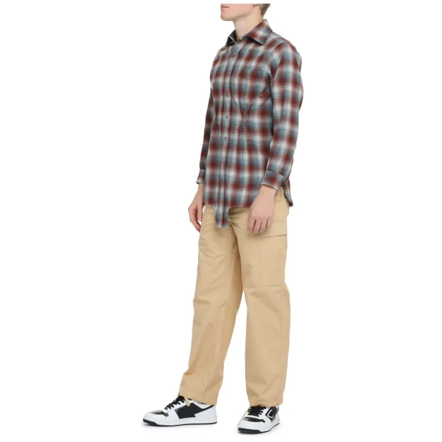 Maison Margiela Geruit wollen overhemd-Heren Overhemden