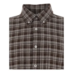 Dunst Geruite Flanellen Overhemd in Bruin-Heren Overhemden