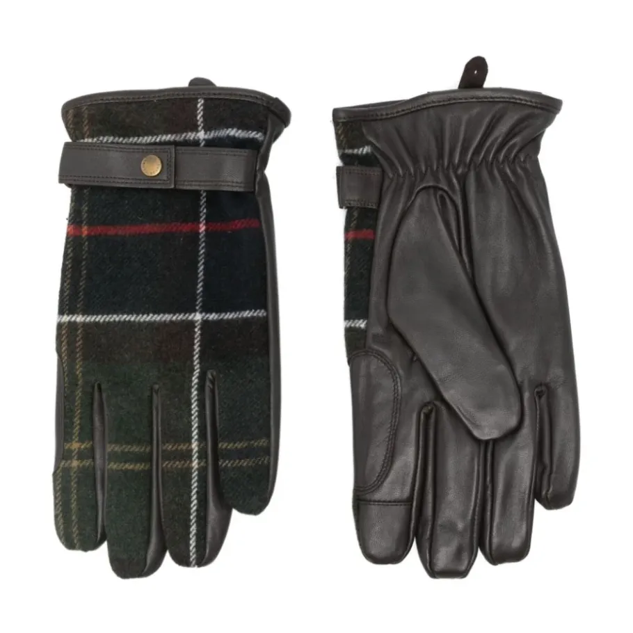 Barbour Geruite wollen leren handschoenen-Heren Handschoenen