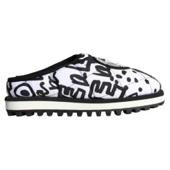 Dolce & Gabbana Gestikte Logo Slide Sandalen Wit-Heren Pantoffels