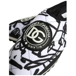 Dolce & Gabbana Gestikte Logo Slide Sandalen Wit-Heren Pantoffels