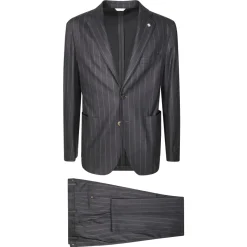 Manuel Ritz Gestreepte Jersey Jurk-Heren Kostuums