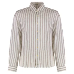 Sonrisa Gestreepte Linnen Overhemd-Heren Overhemden