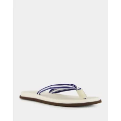 Brunello Cucinelli Gestreepte Navy Blauwe Zwembadsandalen-Heren Slippers