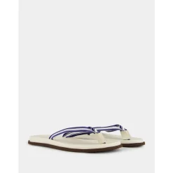 Brunello Cucinelli Gestreepte Navy Blauwe Zwembadsandalen-Heren Slippers