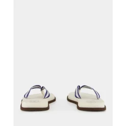 Brunello Cucinelli Gestreepte Navy Blauwe Zwembadsandalen-Heren Slippers