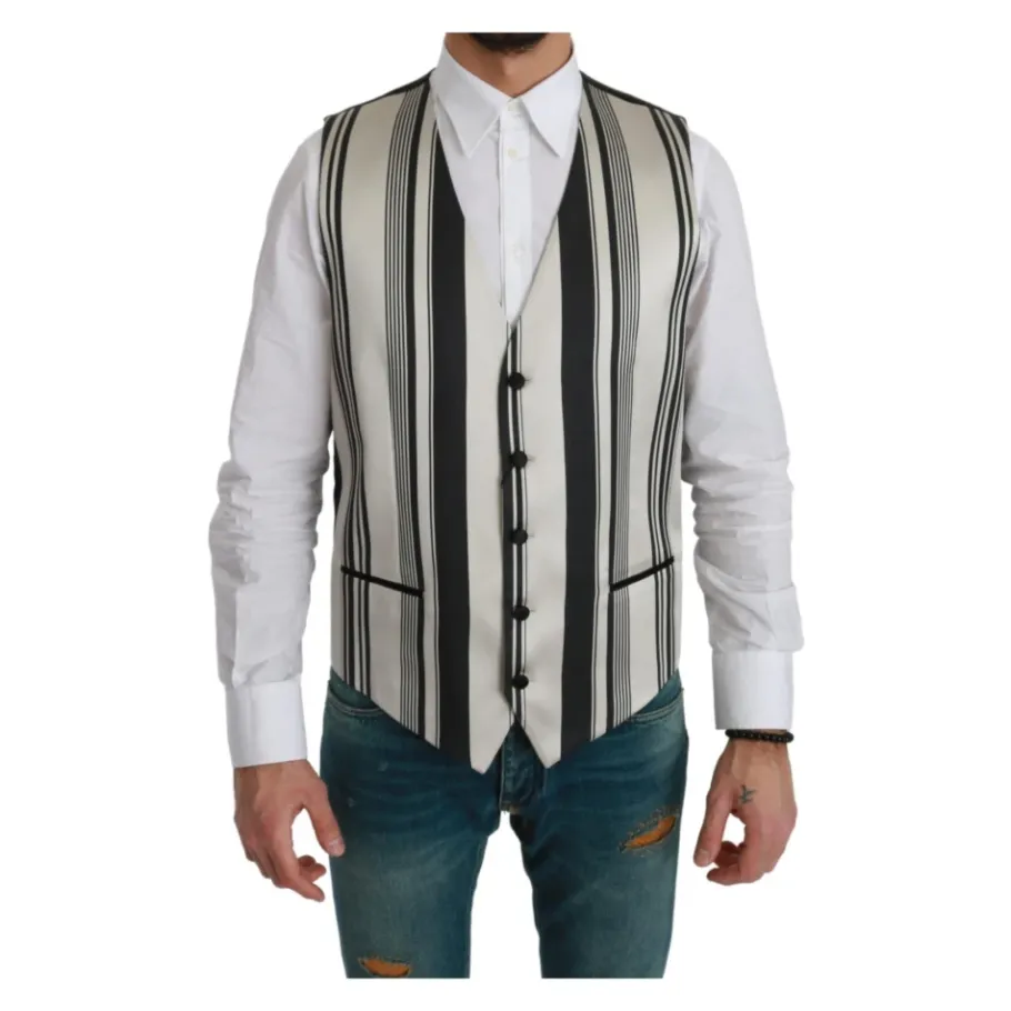 Dolce & Gabbana Gestreepte zijden formele jurkvest-Heren Kostuums
