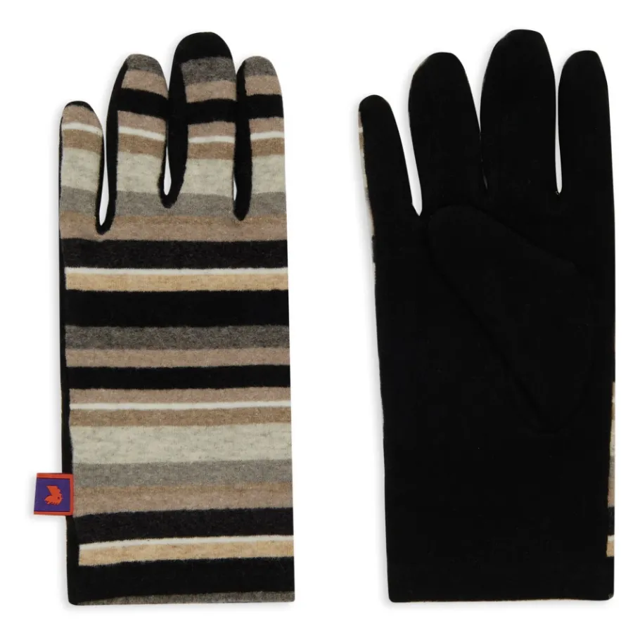 GALLO Gestreepte zwarte fleece handschoenen voor heren-Heren Handschoenen
