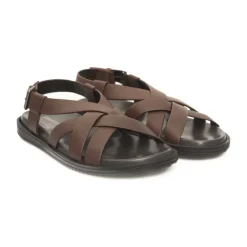 Cerruti 1881 Gevlochten platte leren sandalen-Heren Sandalen