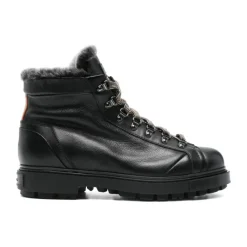 Santoni Gewalkt Leren Wandelschoen met Bont-Heren Snowboots|Laarzen