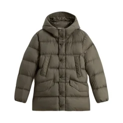 Woolrich Gewatteerd Olijf Hoodie Jas-Heren Jassen
