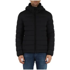 Peuterey Gewatteerde jas van stretchstof met afneembare capuchon-Heren Jassen