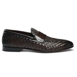 Santoni Geweven leren loafer-Heren Instappers & Slip Ons