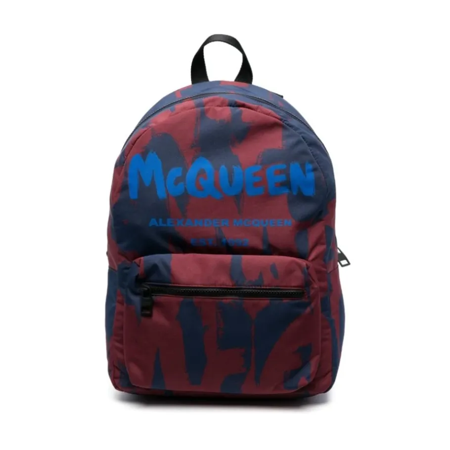 Alexander McQueen Graffiti Logo-Print Rugzak-Heren Rugzakken