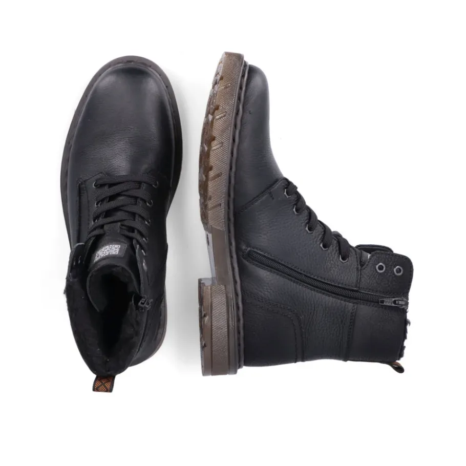 Rieker Grafietkleurige veterlaarzen-Heren Snowboots