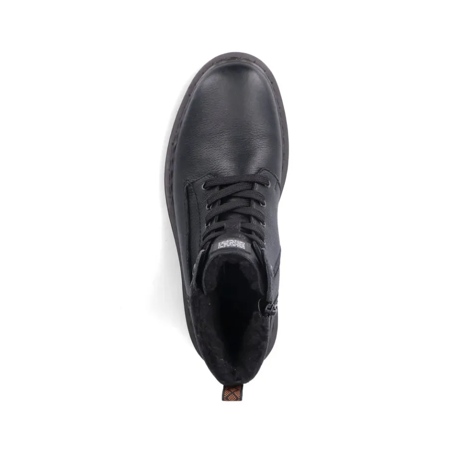 Rieker Grafietkleurige veterlaarzen-Heren Snowboots