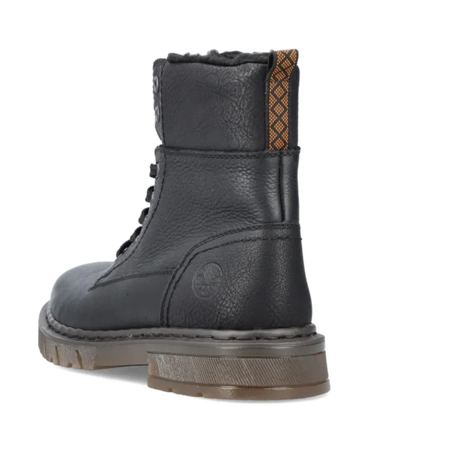 Rieker Grafietkleurige veterlaarzen-Heren Snowboots