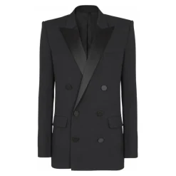Balmain Grain de poudre blazer met satijnen revers-Heren Kostuums