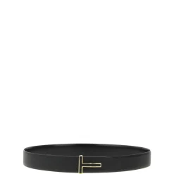 Tom Ford Grain Leather Insert Buckle T Belt-Heren Riemen