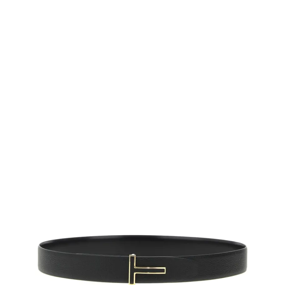 Tom Ford Grain Leather Insert Buckle T Belt-Heren Riemen