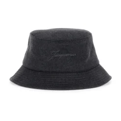 Jacquemus Grijze Bucket Hat met Logo Borduurwerk-Heren Hoeden
