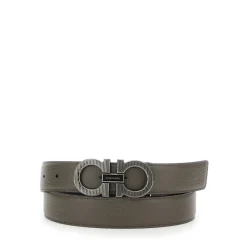 Ferragamo Grijze Dubbel Verstelbare Riem-Heren Riemen