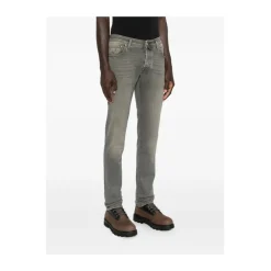 Jacob Cohën Grijze Five-Pocket Knoopsluiting Jeans-Heren Jeans
