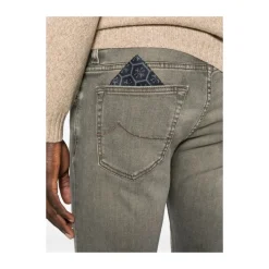 Jacob Cohën Grijze Five-Pocket Knoopsluiting Jeans-Heren Jeans