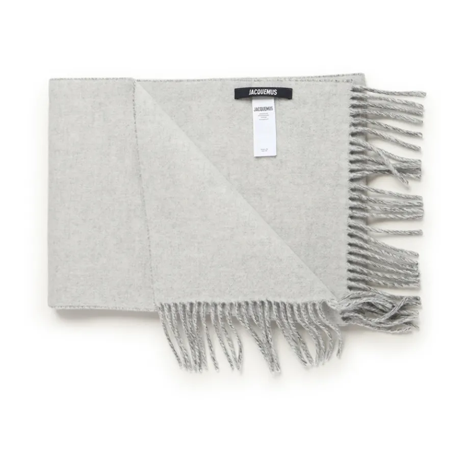 Jacquemus Grijze Franje Wollen Sjaal-Heren Sjaals