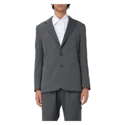 Palm Angels Grijze Geborduurde Blazer voor Mannen-Heren Kostuums