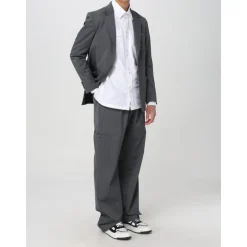 Palm Angels Grijze Geborduurde Blazer voor Mannen-Heren Kostuums