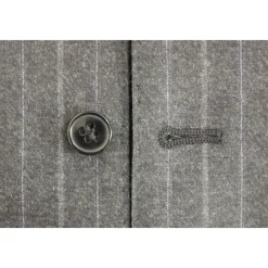 Dolce & Gabbana Grijze Gestreepte Wol Logo Vest-Heren Kostuums