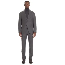 Zegna Grijze Jurk met Knoopsluiting-Heren Kostuums