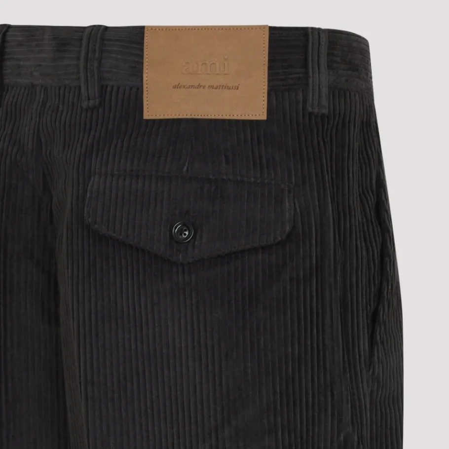 Ami Paris Grijze Katoenen Broek voor Mannen-Heren Broeken