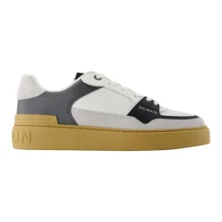 Balmain Grijze Leren Sneakers - B-Court Flip-Heren Sneakers