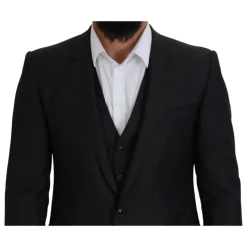 Dolce & Gabbana Grijze MARTINI 3-delig Slim Fit Pak-Heren Kostuums