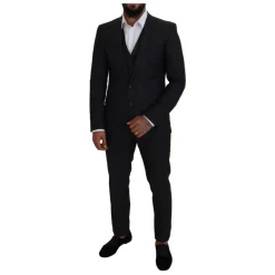 Dolce & Gabbana Grijze MARTINI 3-delig Slim Fit Pak-Heren Kostuums